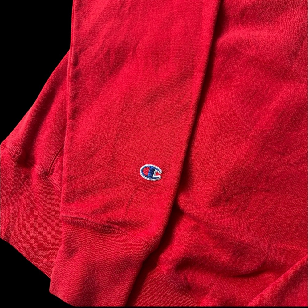 Champion Reverse Weave Hoodie Mens Medium Red GF68 Script Logo Vintage Tag - Picture 4 of 10